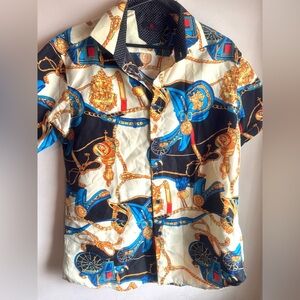 Men's Multicolor Cream base … with a blue and gold design pattern - size Large